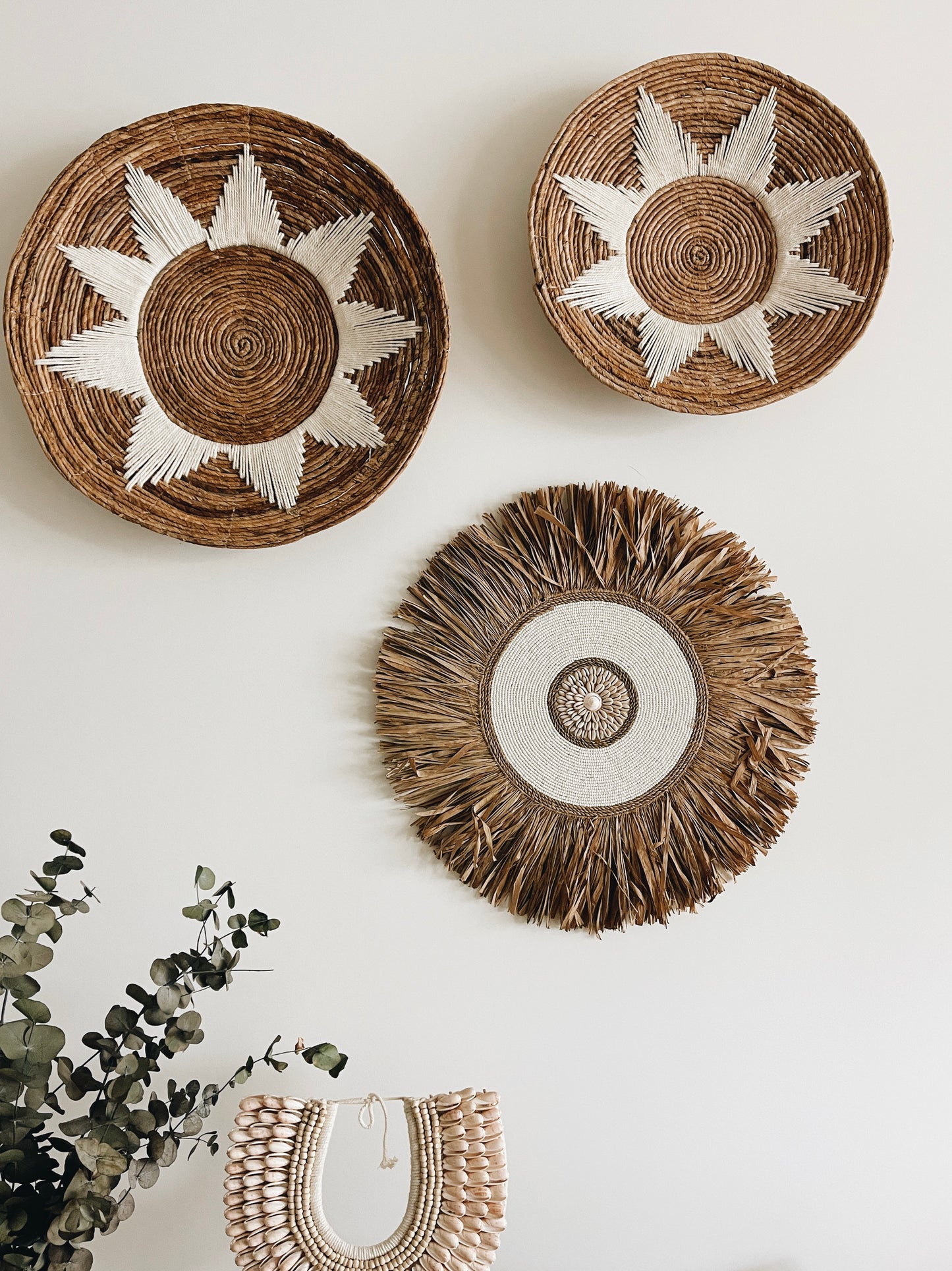 Atara Shell Wall Decor with Raffia - Sand Beach