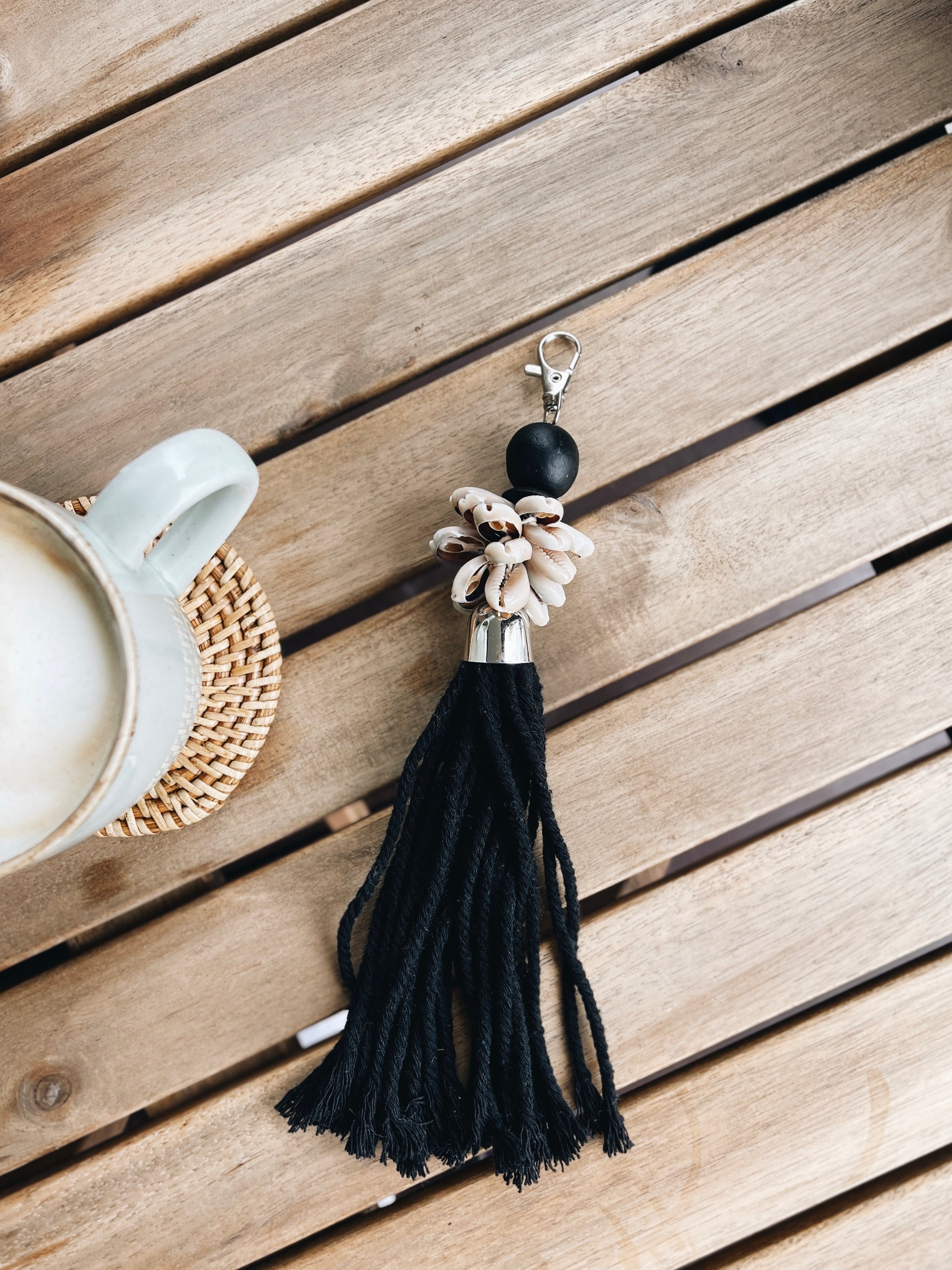 Sleutelhanger Schelpen Alor Cowrie Zwart