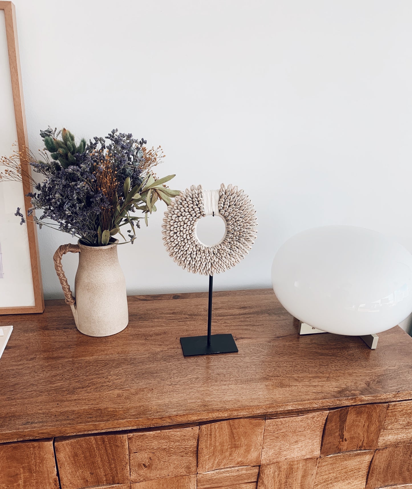 Cowrie Sunrise Shell Decor on Stand - S