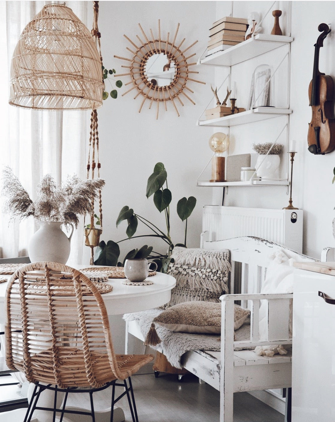 Large rattan pendant light