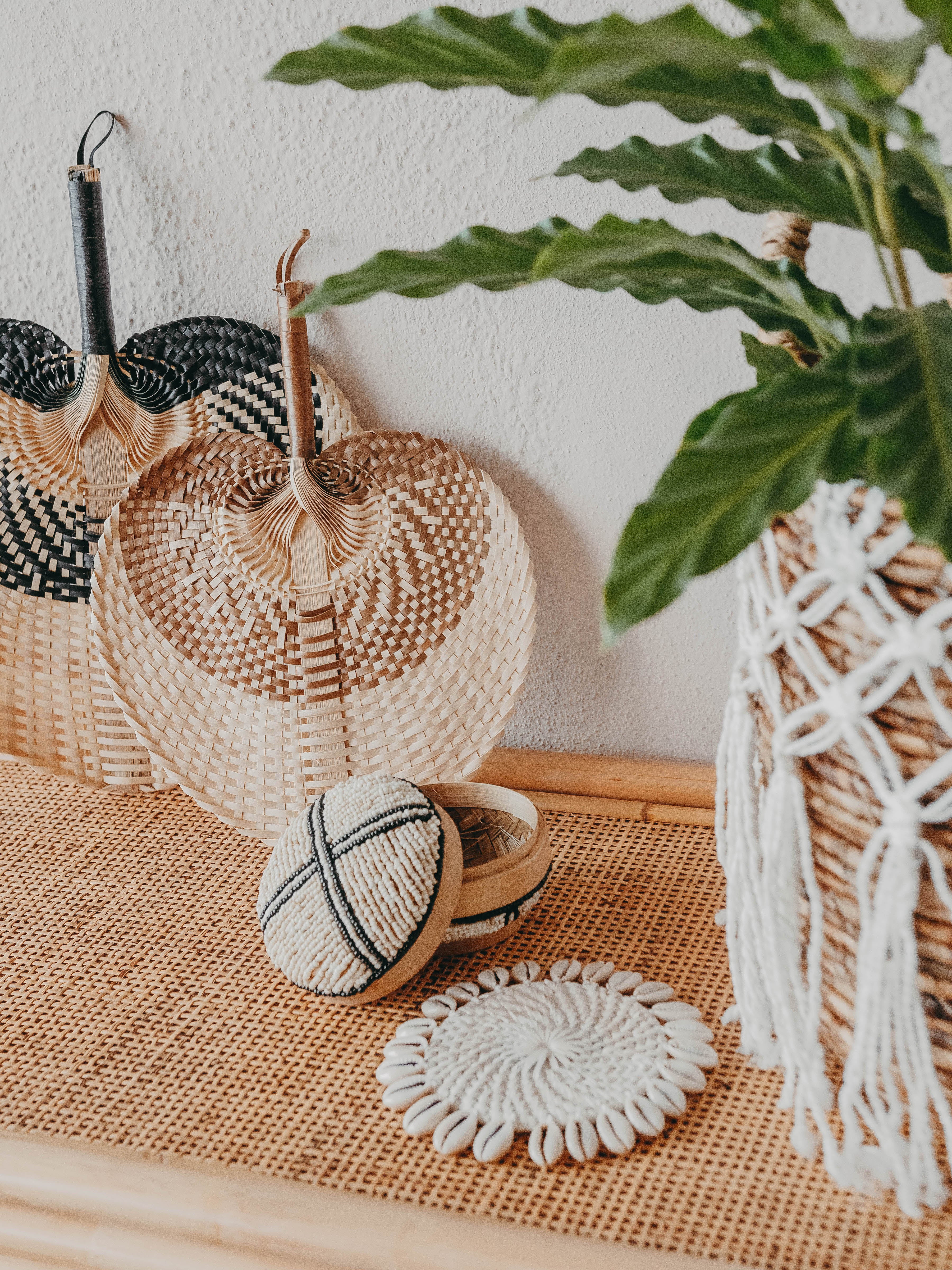 Natuurlijke Bruine en Beige Waaier - S