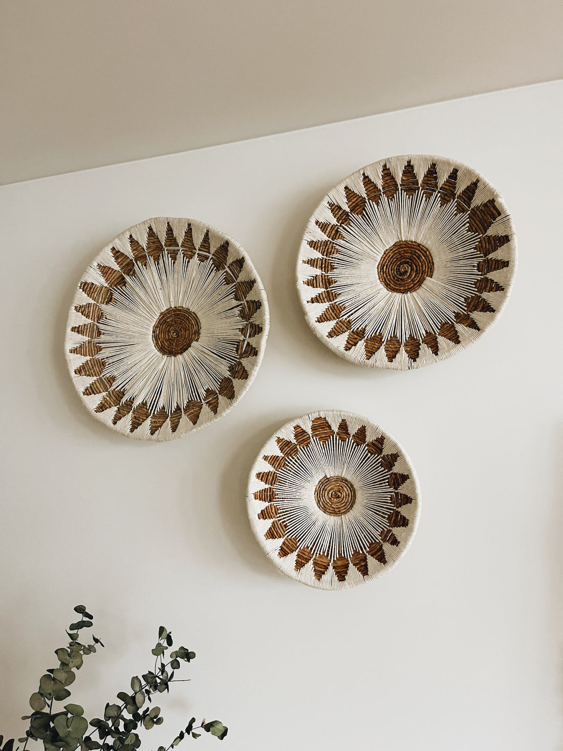 Handwoven Wall Plates with Cotton Pattern Embroidery