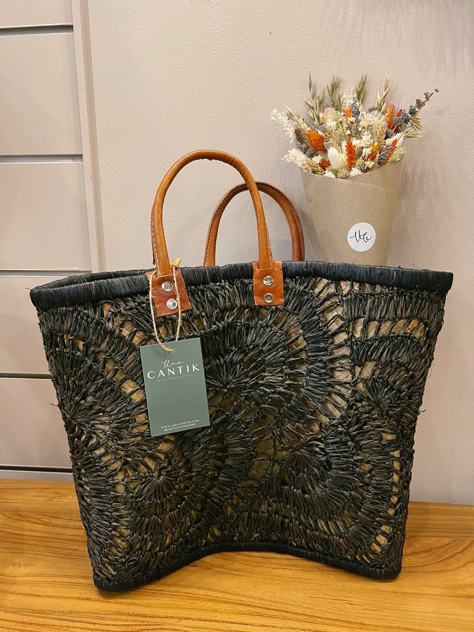 Nook Basket Bag - Pattern Black