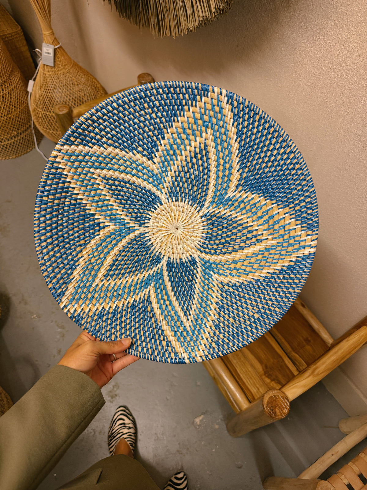 Piatto da parete blu Lombok - 60 cm