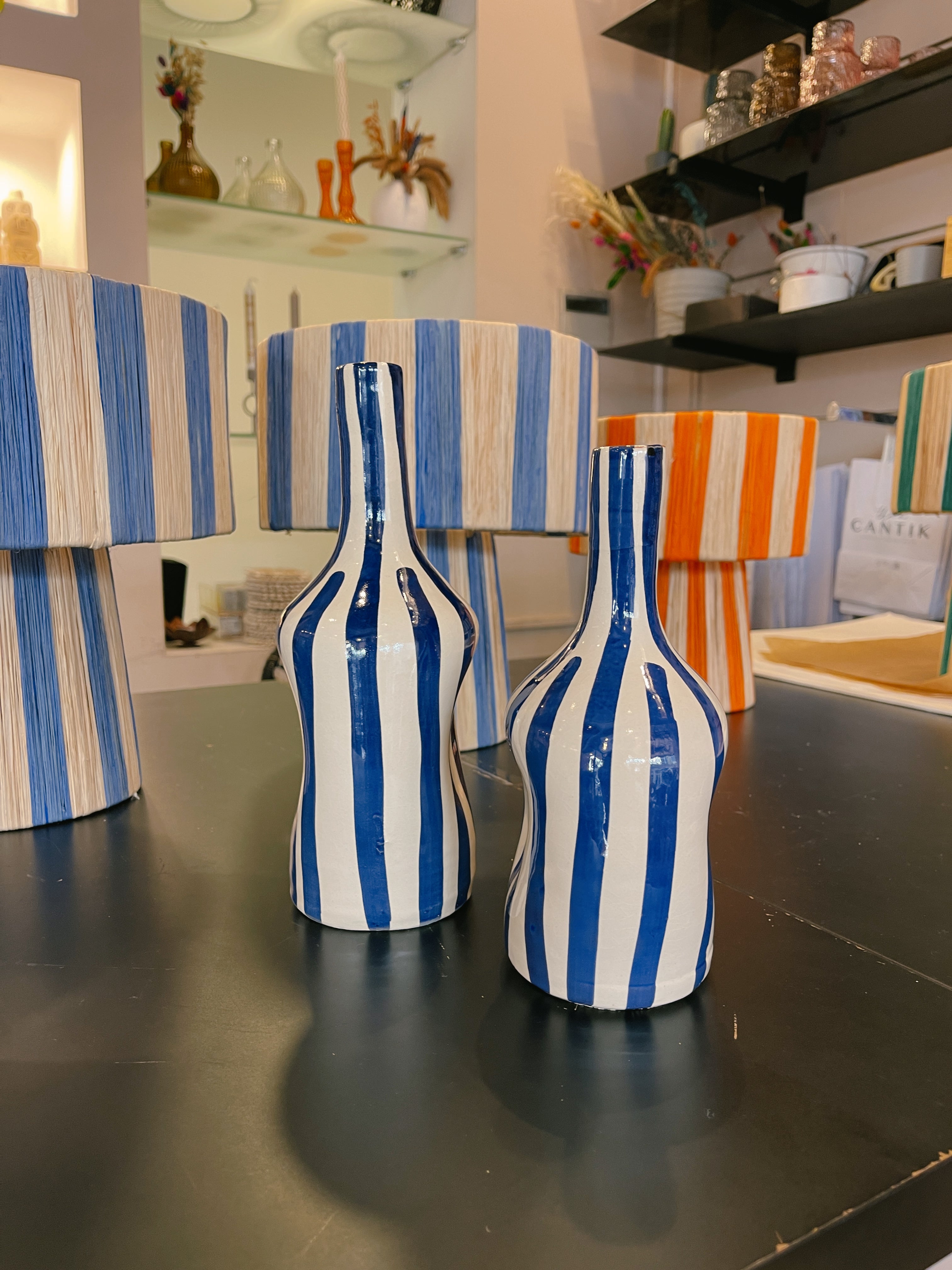 Striped Decorative Bottle Vase - M