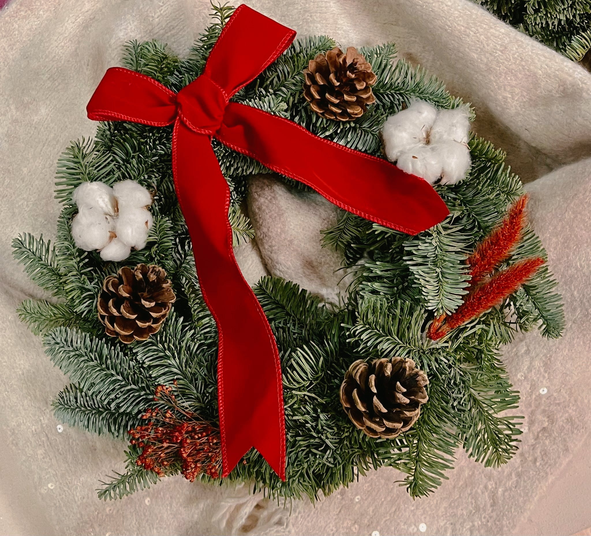 Coroa de Natal | Flor de Algodão 30-35cm