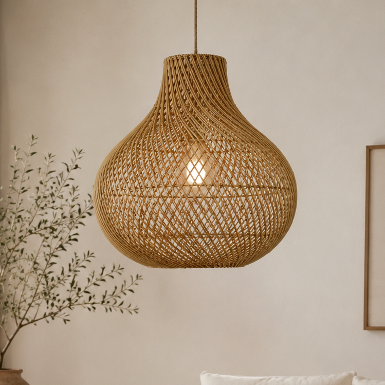 Abajur em Rattan Bazartete