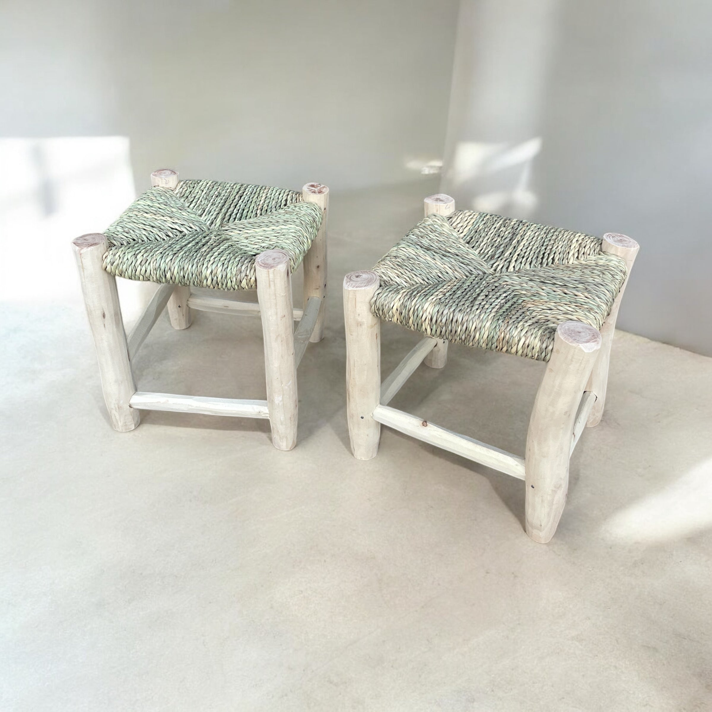 Ambon Stool - White & Green