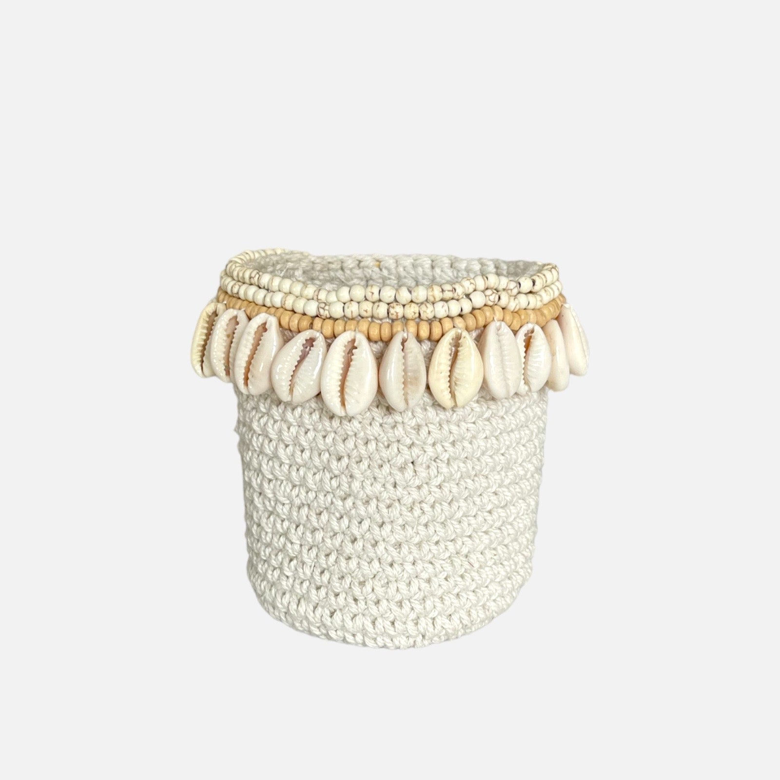 Cowrie Shell Basket White